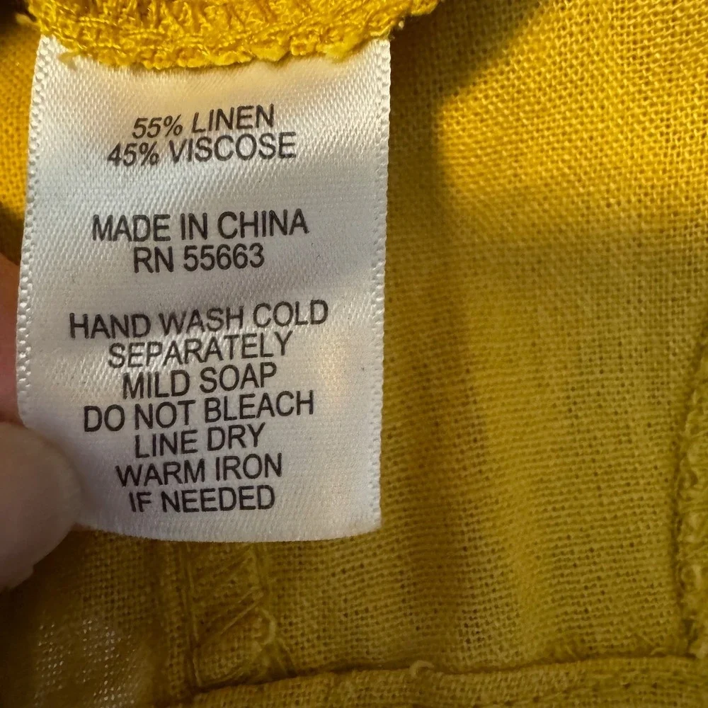 For Cynthia Linen Blend Cowl Neck Midi Dress Women's Medium Mustard Lagenlook - Picture 9 of 10